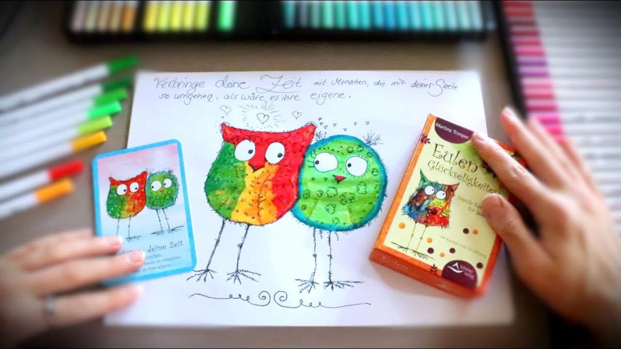 ASMR ZEICHNEN & AUSMALEN🎨 EINER EULENGLÜCKSELIGKEITEN KARTE 🦉 SOFT SPOKEN ➡️ FLÜSTERN/ WHISPERING