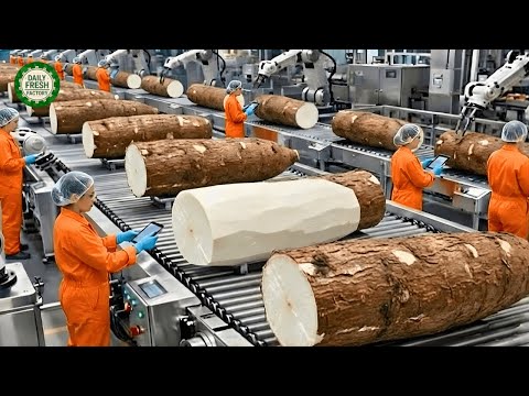 Inside a Giant Cassava Flour Factory: From Harvested Roots To Ultra Fine White Powder (Full Process)