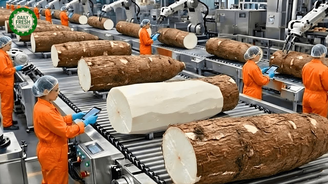 Inside a Giant Cassava Flour Factory: From Harvested Roots To Ultra Fine White Powder (Full Process)