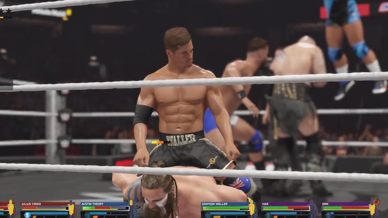 WWE 2K25 RAW Brutus Creed & Julius Creed vs. Austin Theory & Grayson Waller vs. Ivar & Erik