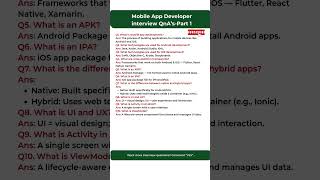 Mobile App Developer Interview Guide – PART 1 | Android & iOS Fundamentals Explained | #careergrowth