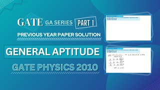 GATE PHYSICS 2010 Solved Paper | General Aptitude | Previous Year Paper COMPLETE Solution Wealth