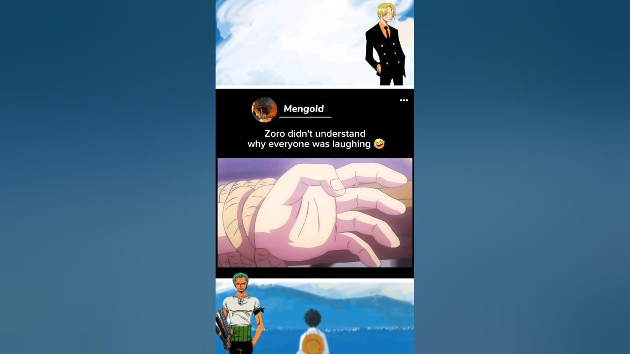 Zoro didn't understand why everyone was laughing. onepiece zoro edit