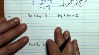 Section 7.4  Determine whether lines are parallel, perpendicular or neither from equations