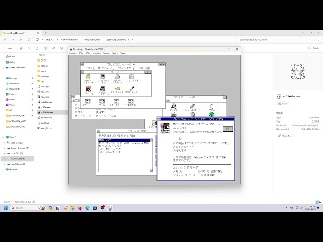 Installing MS-DOS 6.2/Win3.1 on Neko Project 21/W (Japanese