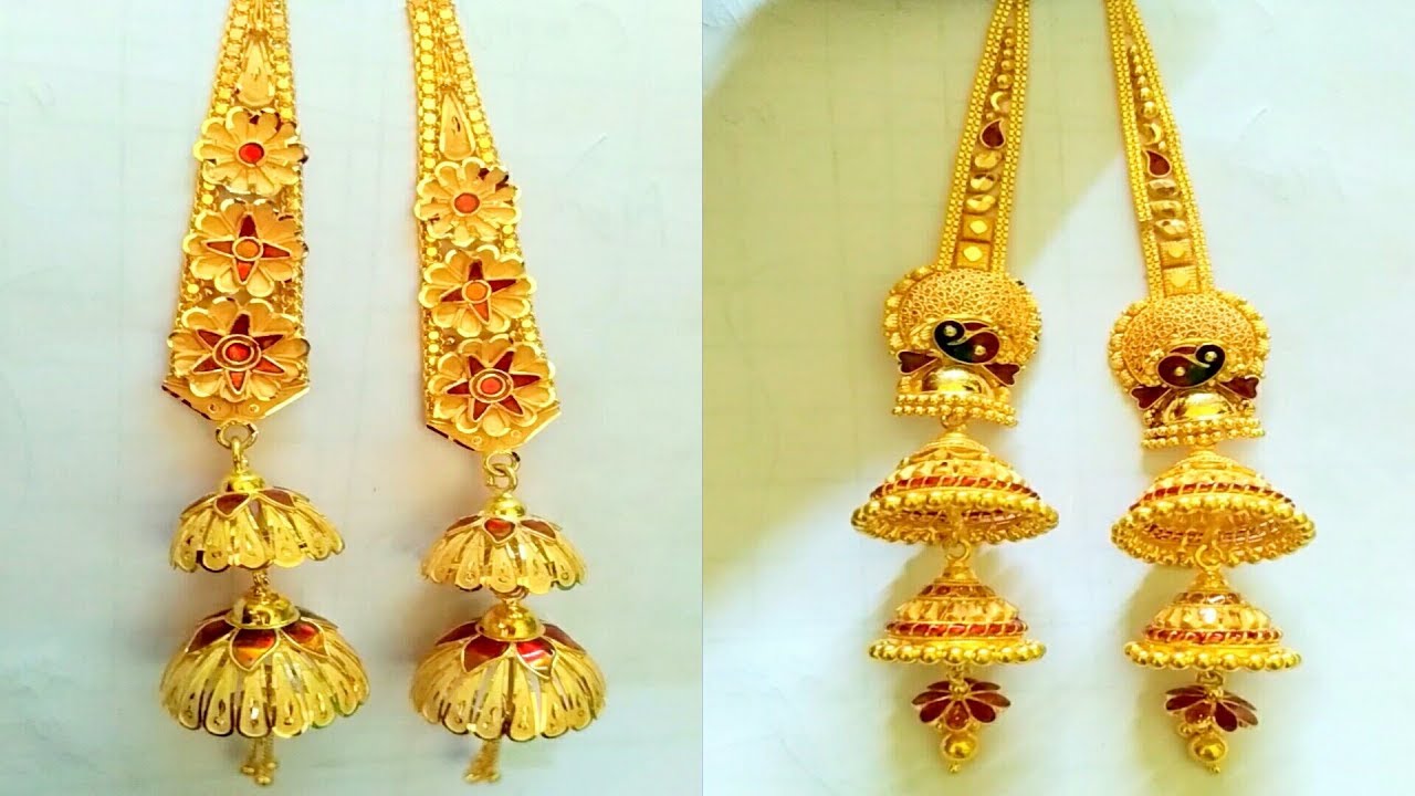 Gold Jhumka Designs With Weight - YouTube