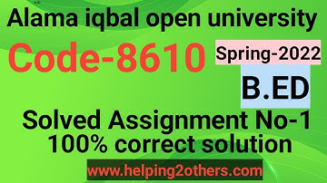 8610 2022 assignment//8610 assignment no-1//8610 solved assignment 2022//2022 8610 assignment no-1//