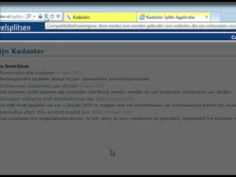 Kadaster Splits - 1 Webapplicatie Splits en hoofdmenu