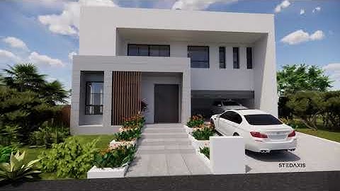 Architectural 3D Rendering with Exterior and Interior Design with Landscaping