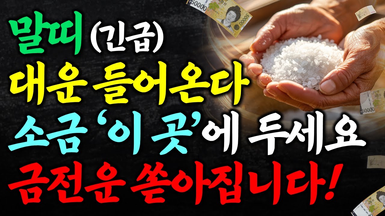 말띠는 소금을 '이곳'에 두면 2026년 돈복 쏟아집니다. 나간 돈도 들어오는 소금 풍수 말띠 금전운 건강운 재물운