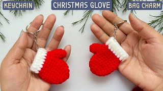 Crochet Christmas Glove Keychain Tutorial | Easy Christmas Mittens Keychain