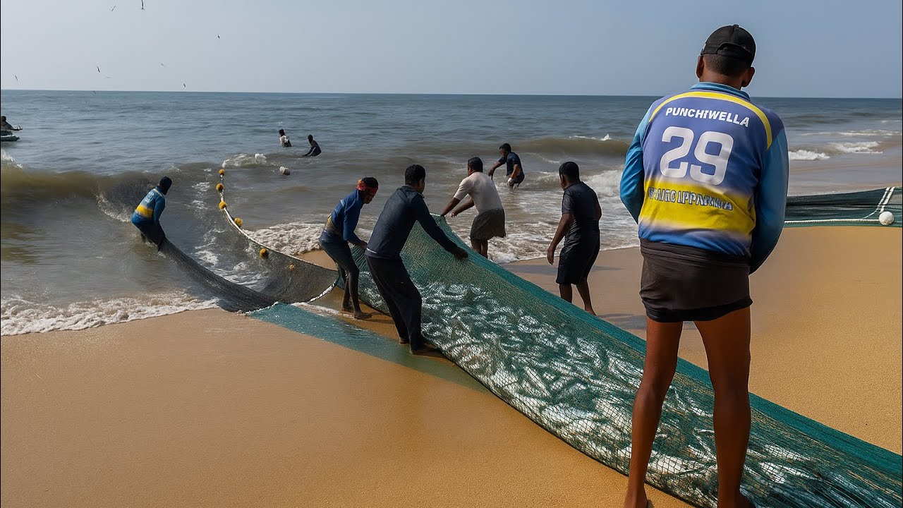 දැල්ලො පිරුණු මාදැලක් අදිමු | පුංචිවැල්ලෙ මා දැල් රස්සාව@SLfoodsacademy #fishmarket #fishingskills