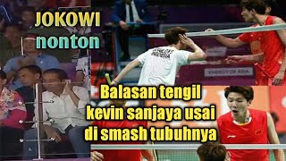 Aksi Tengil Kevin Sanjaya Usai Tubuhnya Di Smash lawan - kevin/marcus vs li junhui/liu yuchen
