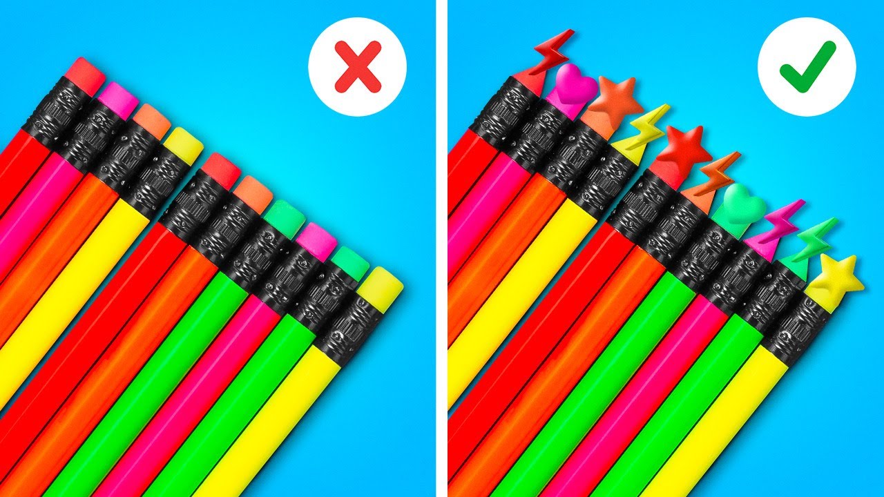 Genius School Hacks And Rainbow Crafts For School And Home - YouTube