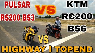 PULSAR RS200 BS3 VS KTM RC200 BS6 ll Drag race//Airline//#viral #vlog #vs #rs200 #rc200  🛣️