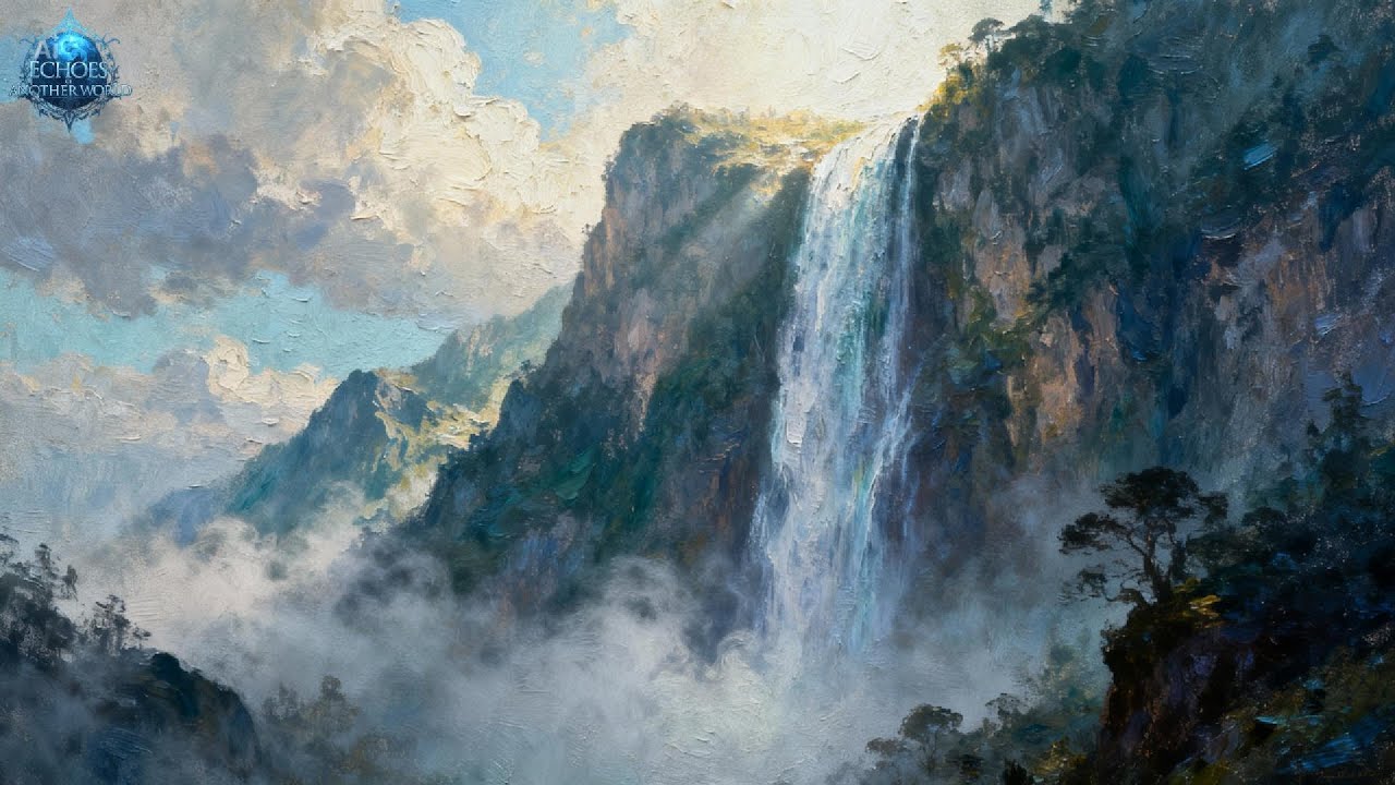 Calm Fantasy Ambience – Misty Waterfall (4 Hour) | Relaxing Dream Music