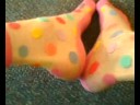Pink sheer pokadot socks and heels