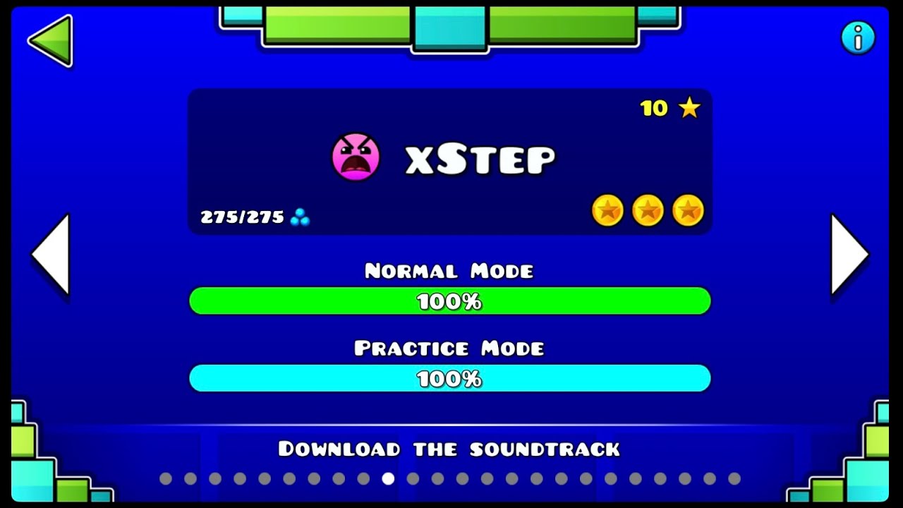 Geometry Dash level 10 (Xstep) all coins (100%) - YouTube