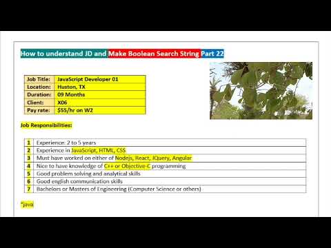 How to understand Job description and make boolean search string part 22 | JavaScript developer JD |