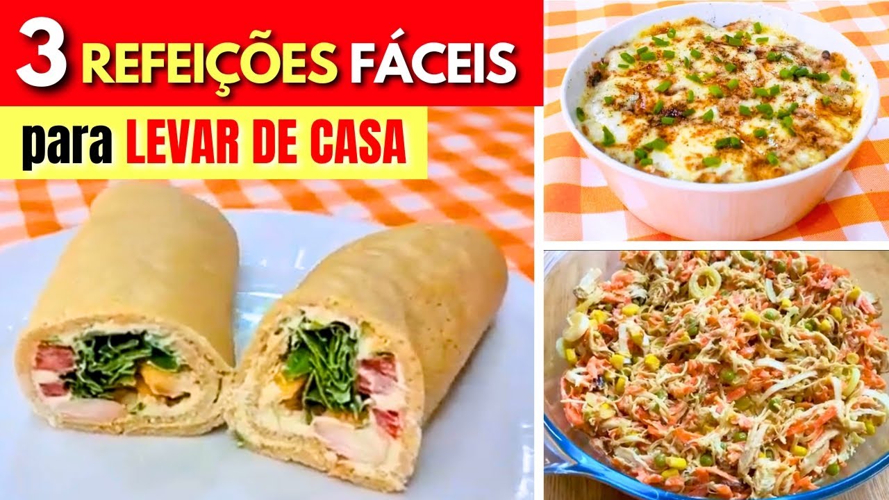 3 ALMOÇOS FÁCEIS para LEVAR DE CASA - Poucas Calorias e Carboidratos