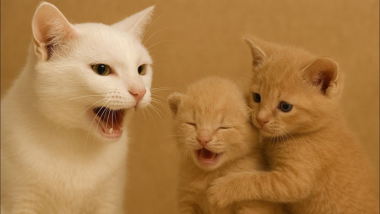 😾 Angry Mother Cat Hissing at Orphan & Her Own Kittens – Warning Them to Stay Away!