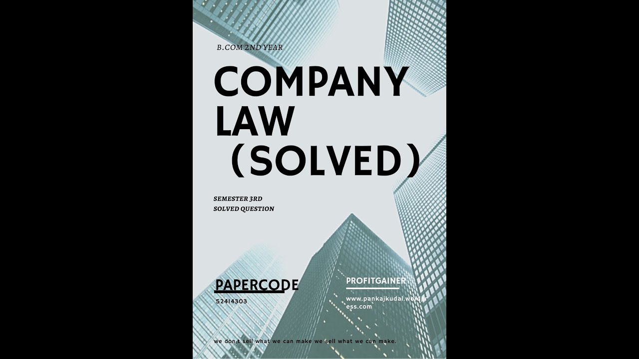 COMPANY LAW | B.COM 2ND (DU SOL) | SOLVED QUESTIONS ANSWER (SEM-3RD