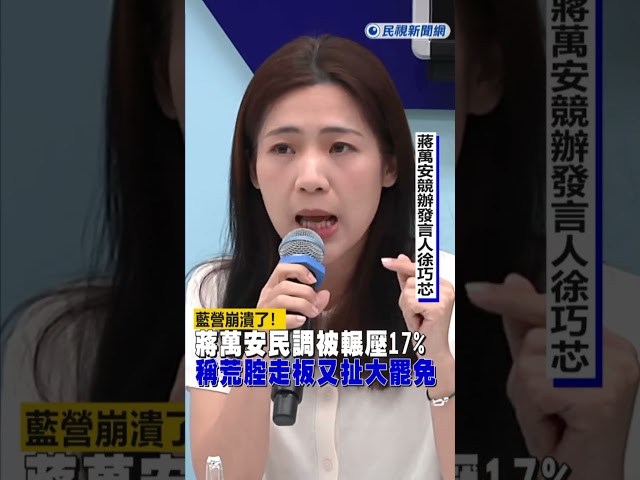 快新聞／藍營崩潰了！蔣萬安民調被輾壓17%　徐巧芯竟稱荒腔走板「又扯大罷免」