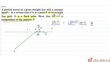 A particle moves on a given straight line with a constant speed v. At a certain time it is at a ...