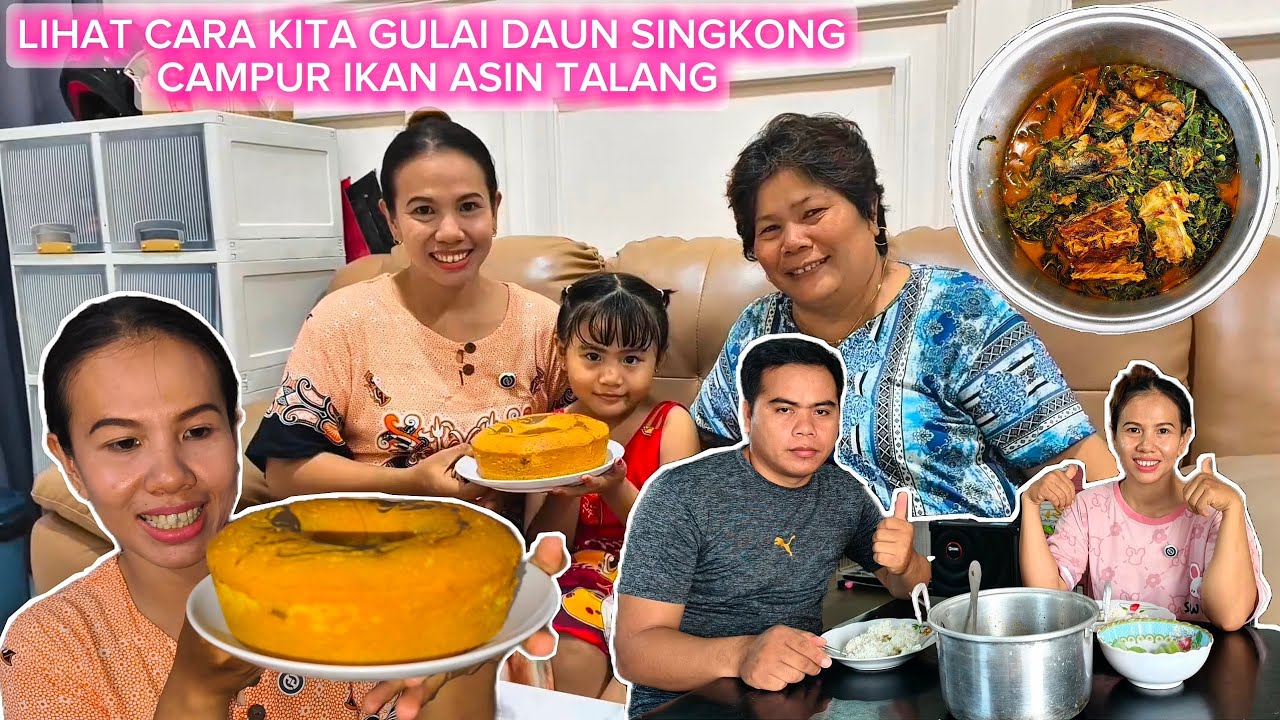GULAI DAUN SINGKONG IKAN ASIN TALANG DAN COBA BIKIN BOLU MARMER