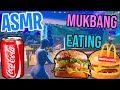 Asmr gaming  fortnite mcdonalds burger mukbang relaxing eating and spectating  mouth sounds 