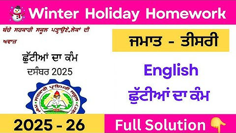 pseb class 3rd english winter holiday homework solution | class 3 english holiday homework 2025