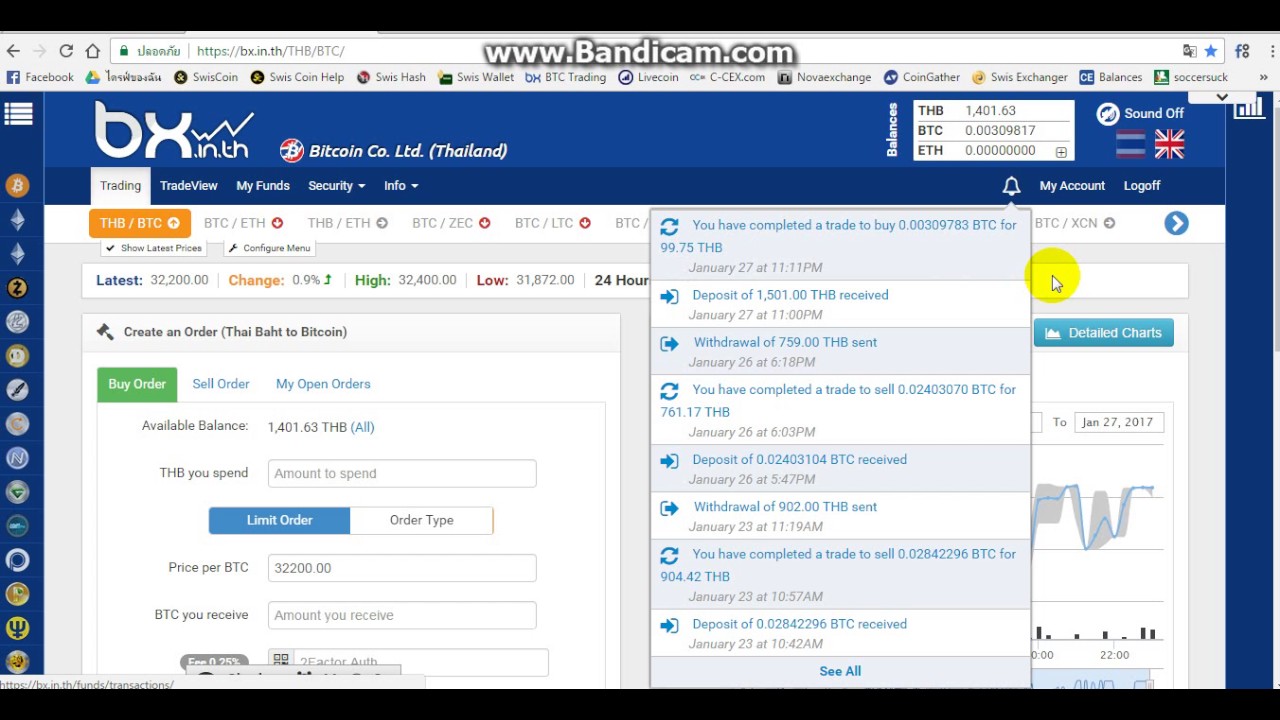 การฝากเงินเข้า BX.in.th เพื่อซื้อ บิทคอยน์