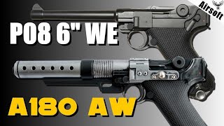 Blaster A180 AW + Luger P08 6" WE - REVIEW AIRSOFT  [EngSub]