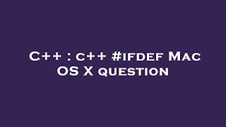 C C Mac Os X Question