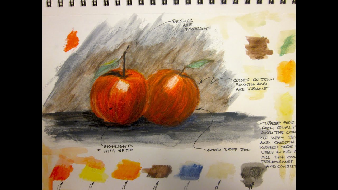 Caran D'Ache SUPRACOLOR WATERCOLOUR PENCILS swatches, sketchbook