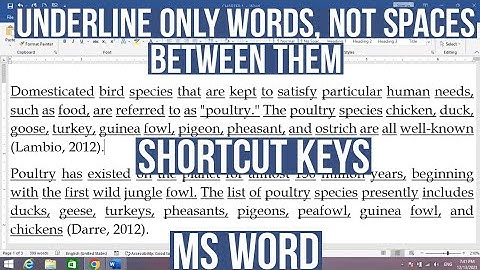 Shortcut Key to Underline Only Words Not Spaces in MS Word | How to Underline Words only in MS Word