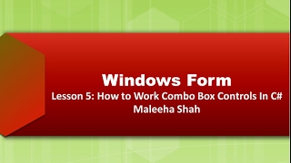 Student Studies Corner- | Windows Form - Lesson 5 | Combo Box Controls In Urdu Version Profile