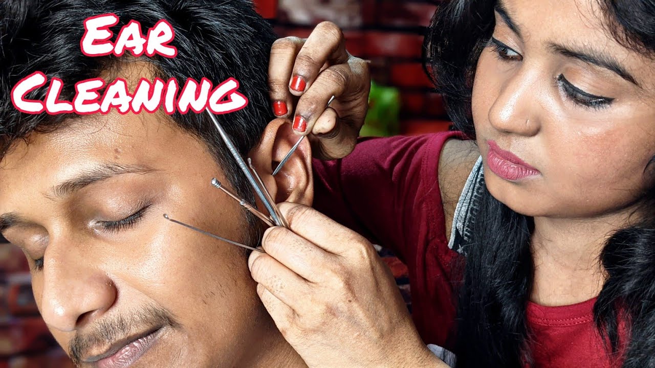 ASMR Ear Cleaning Female To Male Ear Wax Removing Head Massage