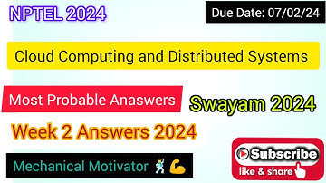 Cloud Computing and Distributed Systems | Week 2 Quiz | Assignment 2 Solution | NPTEL | SWAYAM 2024