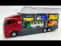 トミカ☆コンボイにミニカーを集めていく!開封しつつ収納☆救急車&清掃車☆Tomica Mini Cars☆ Collect & load into convoy Driving Test