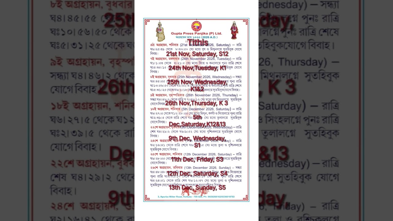 1433 biyer date ( 2027 ar November -December Biyer din)