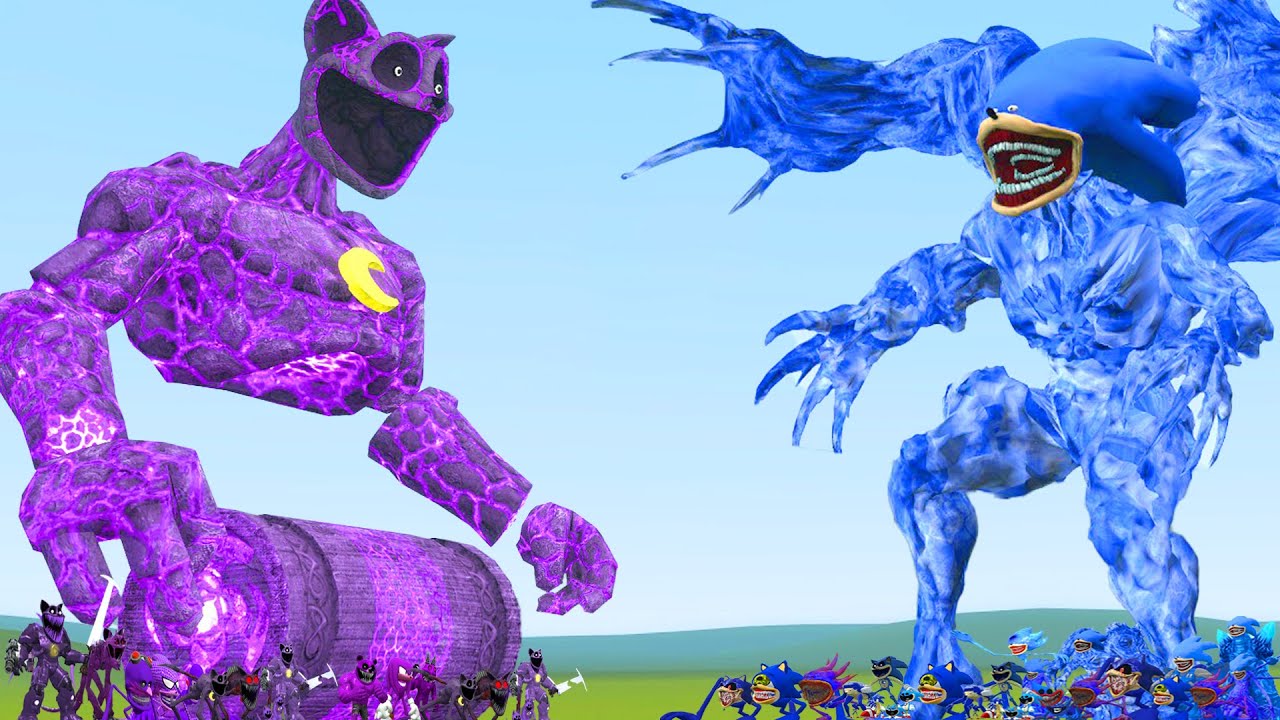 NEW ROACH SHIN SONIC TAPES FAMILY VS TITAN CATNAP GOLEM FAMILY In Garry's Mod!