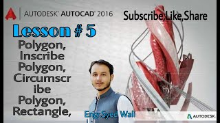 Autocad 2016 Tutorial for Beginners  #5 How to draw a Polygon with Edge, In, circumscribed,Rectangle