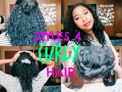 4 HAIRSTYLES FOR CURLY HAIR - YouTube