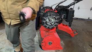 Defeated by a seized snowblower wheel. 