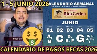 Calendario Semanal 1 al 5 de Junio 2026 Beca Bienestar Rita Cetina Apoyo de $1,900.=