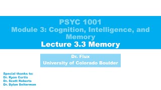 PSYC 1001: Lecture 3.3 Memory
