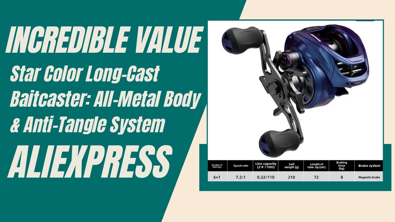 Star Color Long-Cast Baitcaster: All-Metal Body & Anti-Tangle System