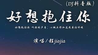 程jiajia - 好想抱住你 (DJ抖音版)『好想抱住你，听你的声音，心跳不停加速我屏住呼吸。』【動態歌詞】