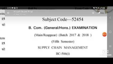 supply chain Management question paper Bcom 3rd year || university exam question paper |5th semester